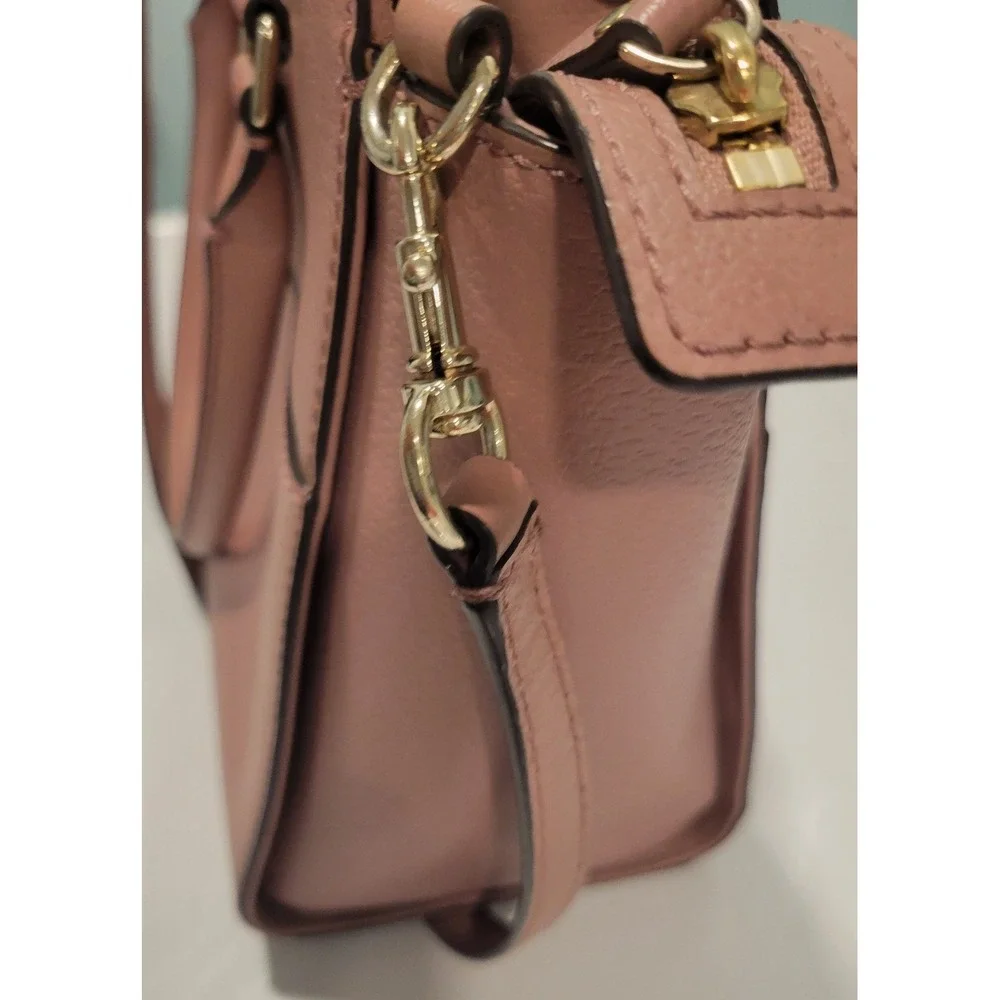 Kate Spade New York Pink Pebbled Leather Satchel Crossbody Handbag Gold Hardware